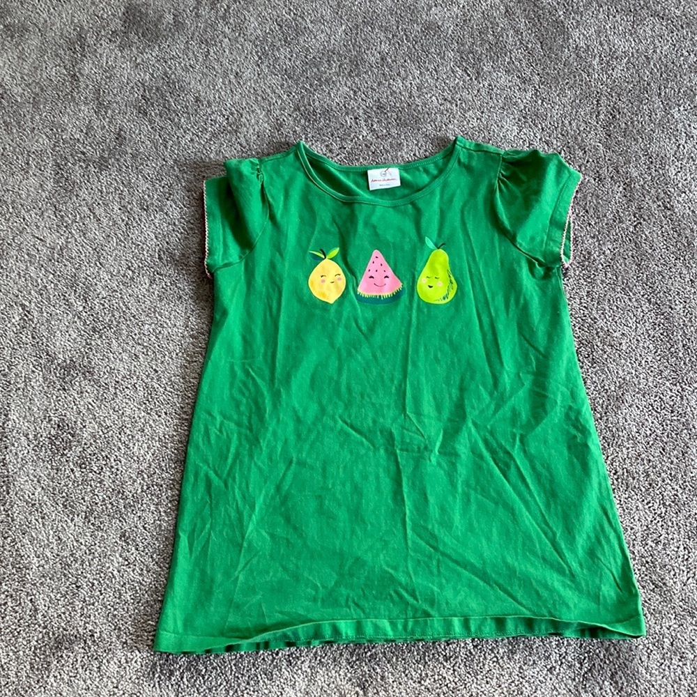 Hanna Andersson Fruit Graphic Pajama Top Green Cotton SIZE XL 160cm